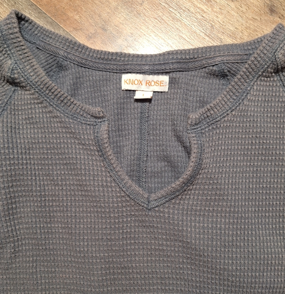 Knox Rose Charcoal Waffle Knit Blouse